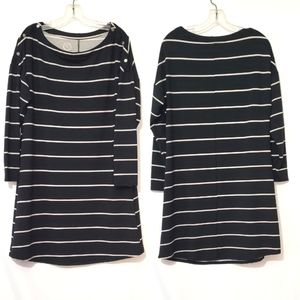 Maurices Boat Neck Black & White Stripe Long Sleeve Dress Ladies Large L